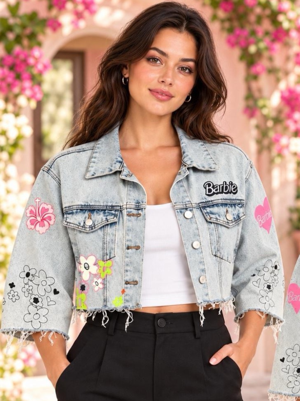 Barbie x Forever 21 Cropped Denim Jacket – Size Small